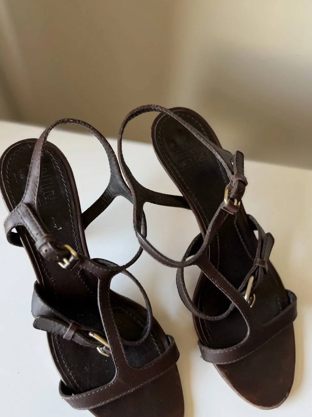Vintage Givenchy Brown Leather Strappy Sandals Made in Italy EU 38.5